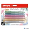 Szövegkiemelő készlet, 3-5 mm, KORES "Glitter", 6 különböző csillámos szín