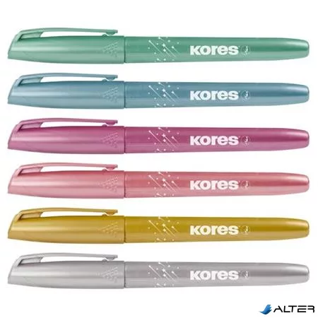 Szövegkiemelő készlet, 3-5 mm, KORES "Glitter", 6 különböző csillámos szín