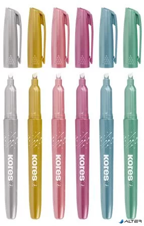 Szövegkiemelő készlet, 3-5 mm, KORES "Glitter", 6 különböző csillámos szín