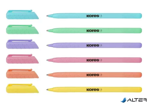 Golyóstoll, 1,0 mm, kupakos, háromszögletű, KORES "KOR-M Pastel", kék