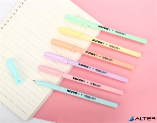 Golyóstoll, 1,0 mm, kupakos, háromszögletű, KORES "KOR-M Pastel", kék