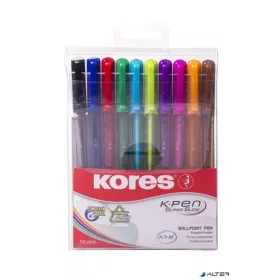   Golyóstoll készlet, 1,0 mm, kupakos, háromszögletű, KORES "K1-M", vegyes