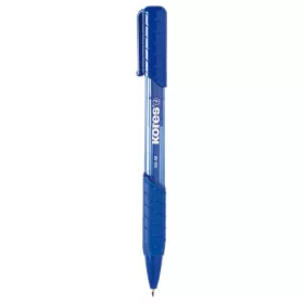   Golyóstoll, 1,0 mm, nyomógombos, háromszögletű, KORES "K6-M", kék
