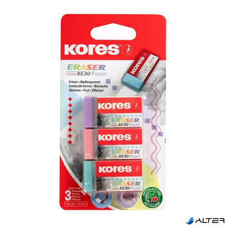 Radír, KORES "KE-30", 3 pasztell szín