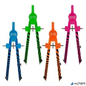   Körző készlet, precíziós, 3 darabos, KORES 'Grafiko Neon', vegyes színek