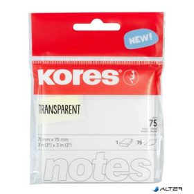 Öntapadó jegyzettömb, 75x75 mm, 75 lap, KORES, áttetsző