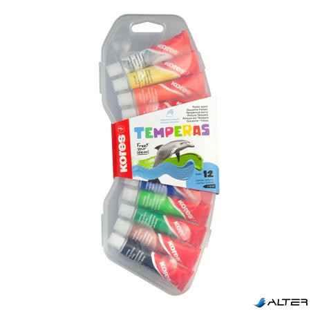Tempera készlet, 12 ml, KORES, 12 különböző szín