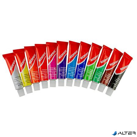 Tempera készlet, 12 ml, KORES, 12 különböző szín