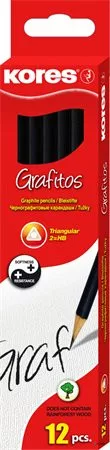 Grafitceruza, HB, háromszögletű, KORES