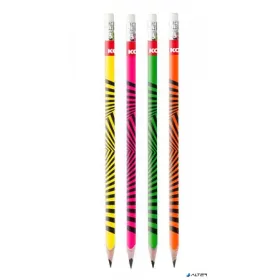   Grafitceruza radírral, HB, háromszögletű, KORES 'Neon'