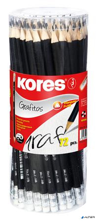 Grafitceruza radírral, HB, háromszögletű, KORES