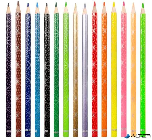 Színes ceruza készlet, háromszögletű, KORES 'Kolores Style', 15 különböző szín