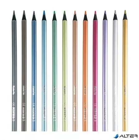 Színes ceruza készlet, háromszögletű, KORES 'Kolores Style Metallic', 12 metál szín