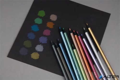 Színes ceruza készlet, háromszögletű, KORES 'Kolores Style Metallic', 12 metál szín
