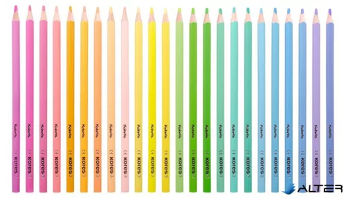 Színes ceruza készlet, háromszögletű, KORES "Kolores Pastel", 24 pasztell szín