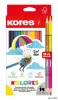 Színes ceruza készlet, háromszögletű, KORES "Kolores", 12+2 különböző szín