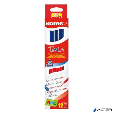 Postairón, háromszögletű, KORES "Twin", kék-piros