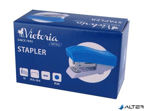 Tűzőgép, 24/6, 26/6, 12 lap, VICTORIA OFFICE, "Mini", kék