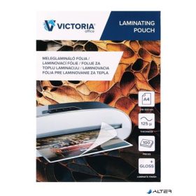   Meleglamináló fólia, 125 mikron, A4, fényes, VICTORIA OFFICE