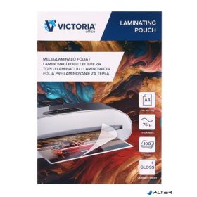   Meleglamináló fólia, 75 mikron, A4, fényes, VICTORIA OFFICE