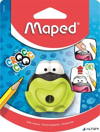 Hegyező, egylyukú, tartályos, MAPED "Croc Croc", béka, vegyes színek
