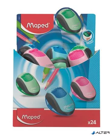 Hegyező display, kétlyukú, tartályos, MAPED "Clean", vegyes színek