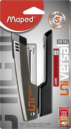 Tűzőgép, 24/6, 26/6, 20 lap, MAPED "Universal Metal Half-Strip", vegyes színek