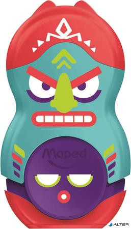 Hegyező és radír, egylyukú, tartályos, MAPED 'Fancy', vegyes színek