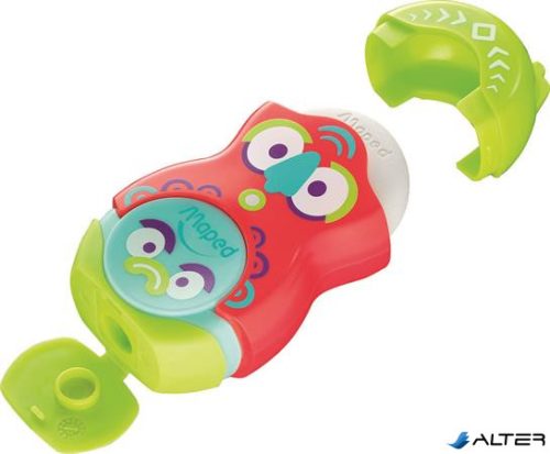 Hegyező és radír, egylyukú, tartályos, MAPED 'Fancy', vegyes színek