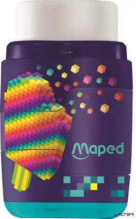 Hegyező és radír, kétlyukú, tartályos, pótradírral, MAPED 'Pixel Party Connect'