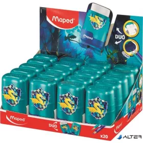   Hegyező és radír display, kétlyukú, tartályos, MAPED 'Connect Dragon', sárkány