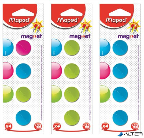 Mágnes, kerek, 22 mm, MAPED, vegyes színek