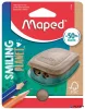Hegyező, kétlyukú, tartályos, műanyag,  MAPED "Smiling Planet"