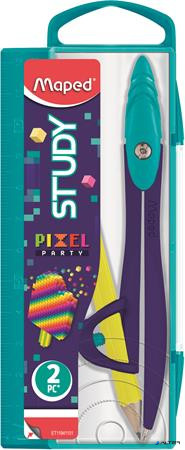 Körző, adapterrel, MAPED 'Pixel Party Study'