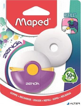 Radír, műanyag tokos, utántöltővel, MAPED "Zenoa", vegyes színek