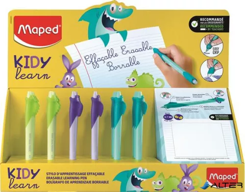 Írástanuló rollertoll display, 0,7 mm, radírozható, MAPED "KIDY Learn MAGIC", vegyes színek