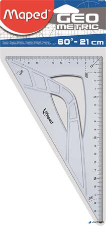 Háromszög vonalzó, műanyag, 60°, 21 cm, MAPED 'Geometric'
