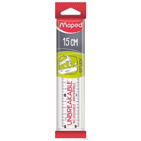   Vonalzó, műanyag, törhetetlen, 15 cm, MAPED "Study Unbreakable", átlátszó