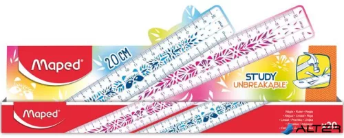 Vonalzó, műanyag, törhetetlen, 20 cm, MAPED "Study Unbreakable Fancy", vegyes színek