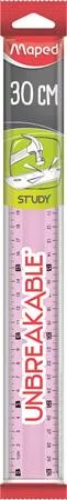 Vonalzó, műanyag, törhetetlen, 30 cm, MAPED "Study Unbreakable", vegyes színek