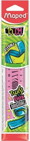 Vonalzó, műanyag, törhetetlen, 15 cm, MAPED 'Twist'n Flex'