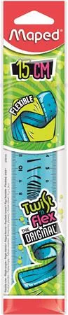 Vonalzó, műanyag, törhetetlen, 15 cm, MAPED 'Twist'n Flex'