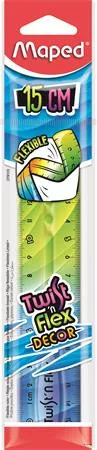 Vonalzó, műanyag, 15 cm, MAPED 'Twist'n Flex Decor'