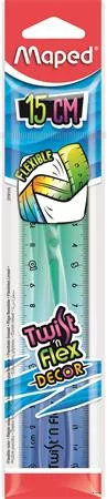 Vonalzó, műanyag, 15 cm, MAPED 'Twist'n Flex Decor'