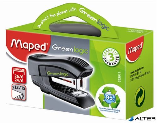 Tűzőgép, 24/6, 26/6, 12 lap, MAPED "Greenlogic Mini"