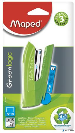 Tűzőgép, No. 10, 15 lap, MAPED "Greenlogic Pocket", vegyes színek