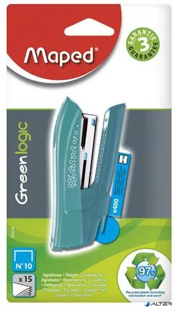 Tűzőgép, No. 10, 15 lap, MAPED "Greenlogic Pocket", vegyes színek