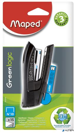Tűzőgép, No. 10, 15 lap, MAPED "Greenlogic Pocket", vegyes színek