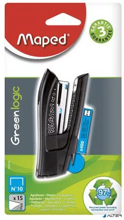 Tűzőgép, No. 10, 15 lap, MAPED "Greenlogic Pocket", vegyes színek