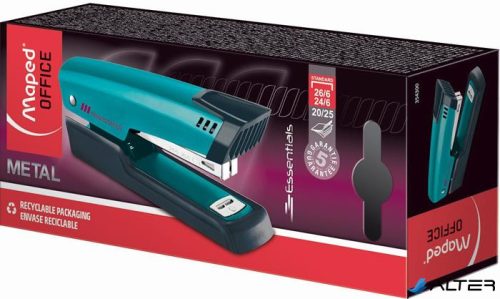 Tűzőgép, 24/6, 26/6, 20 lap, MAPED "Essentials Half-Strip", türkiz